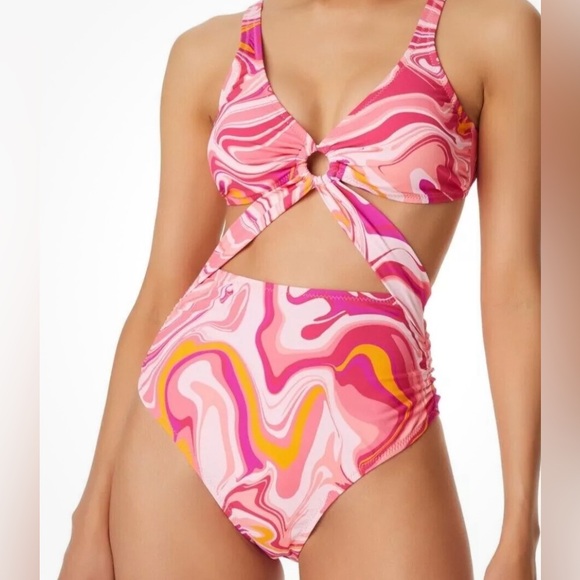 Jessica Simpson Other - Jessica Simpson Women's Good Vibrations O-Ring One-Piece Swimsuit Pink med A508
